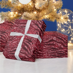 Rote Glitter Glam Tiger Streifen Muster Geschenkpapier