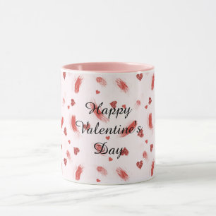 Rote Glitter-Herzen Streifen Valentinstag Tasse