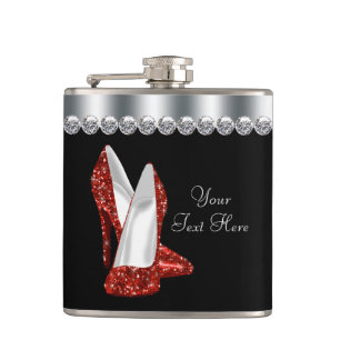 Rote Glitter-High-Heel-Schuhe Flachmann