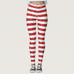 Rote Glitter-Streifen Leggings