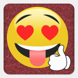 Rote Glitterie Herzansichten trüben Emoji Stickers