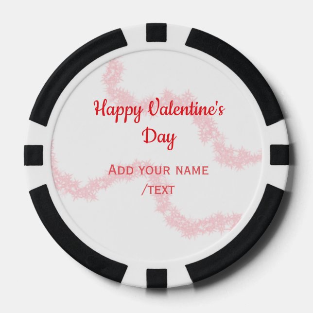 Rote Glitterlinien frohen Valentinstag Spirale Nam Pokerchips (Vorderseite)