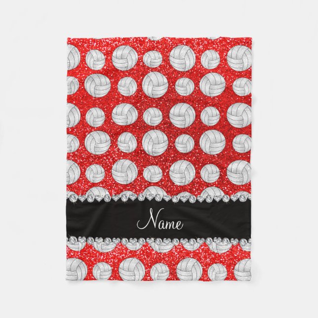 Rote Glitterneonvolleyball des individuellen Fleecedecke (Vorderseite)