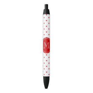 Rote Glitzer-Herzen mit Monogramm Kugelschreiber