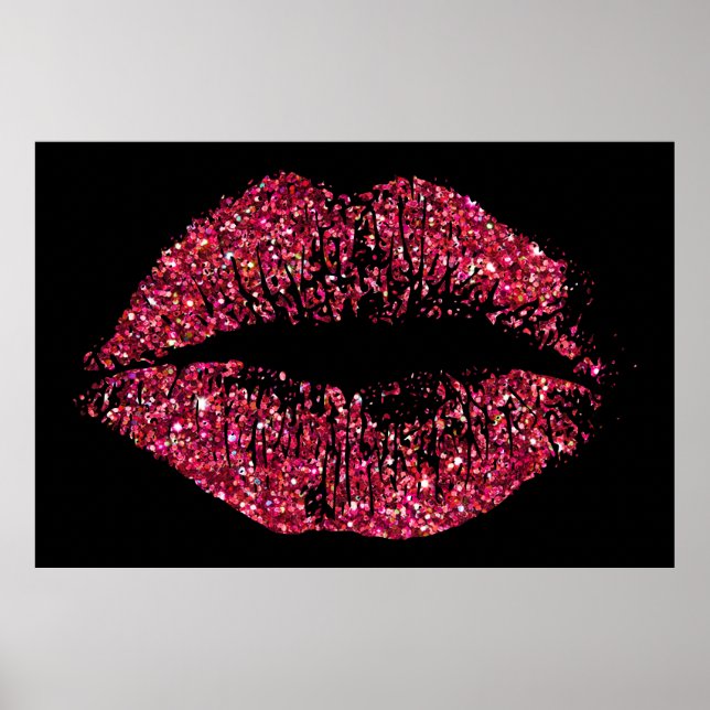 Rote Glitzer Lippen #2 Poster (Vorne)