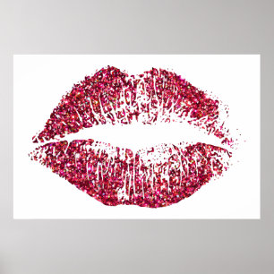 Rote Glitzer Lippen Poster