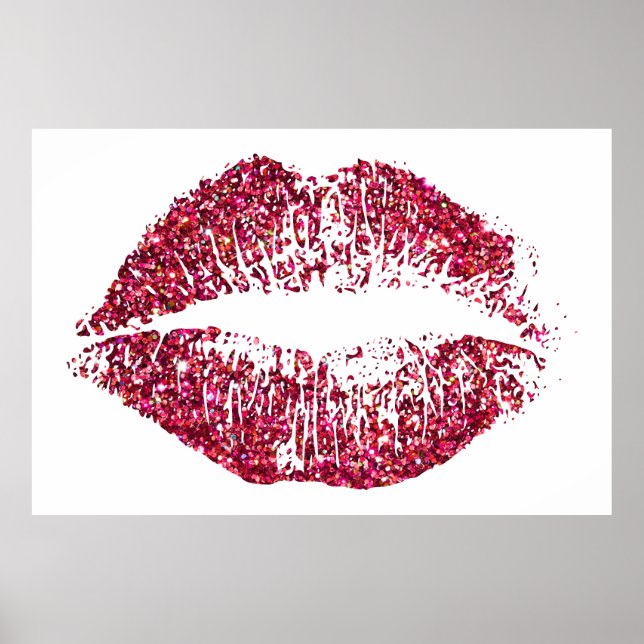 Rote Glitzer Lippen Poster (Vorne)