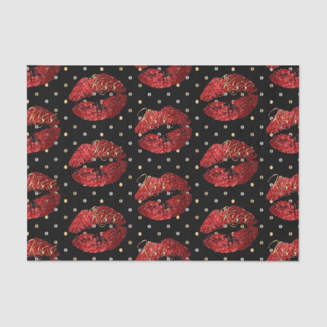 Rote Glitzer-Lippen Seidenpapier (Vorderseite)