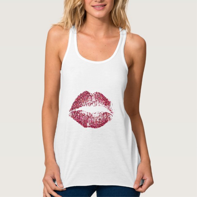 Rote Glitzer Lippen Tank Top (Vorderseite)
