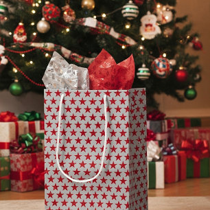 Rote Glitzer Sterne Mittelgeschenktüte Mittlere Geschenktüte