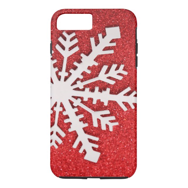 Rote Glitzer-WeihnachtsGlitzern-kaum Schneeflocke Case-Mate iPhone Hülle (Rückseite)