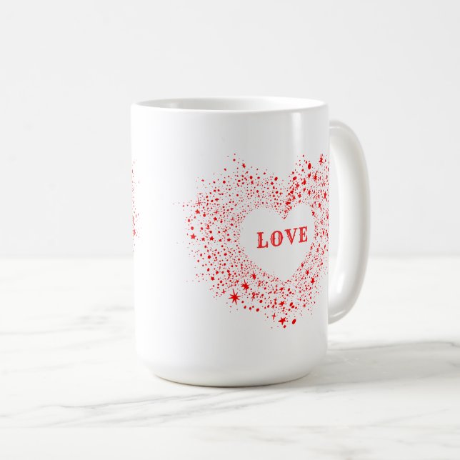 Rote Glitzern Valentine Herztext Liebe Kaffeetasse (VorderseiteRechts)