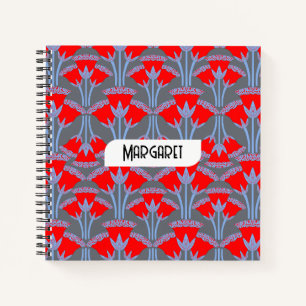 Rote Glockenblume Name Personalisiertes Süßes Noti Notizbuch