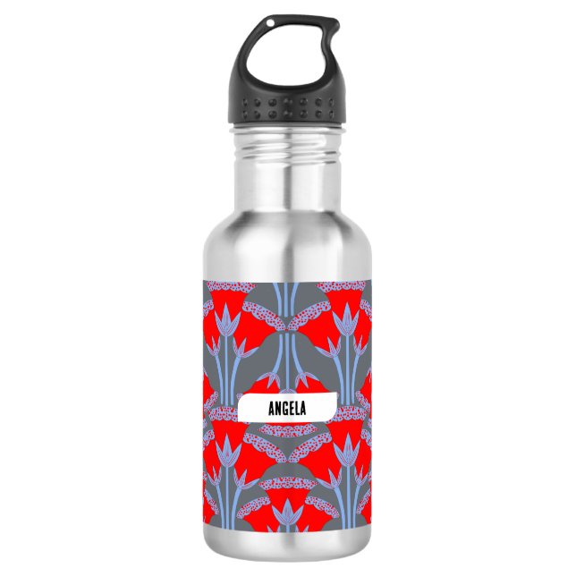Rote Glockenblume Personalisierte Wasserflasche (Vorderseite)