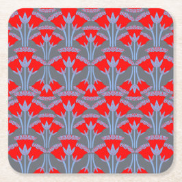 Rote Glockenblumen Quadratische Papieruntersetzer Rechteckiger Pappuntersetzer