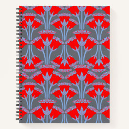 Rote Glockenblumen-Spiral-Notizbuch Notizbuch