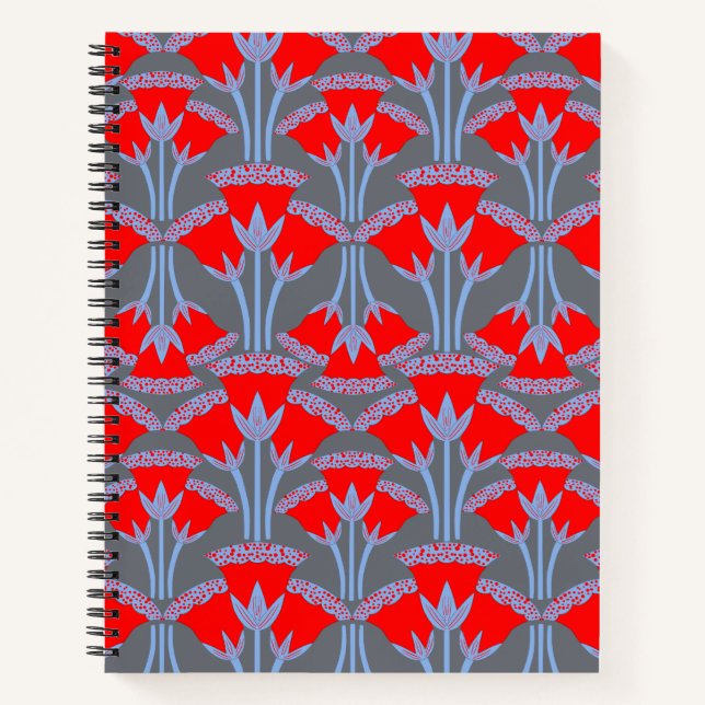 Rote Glockenblumen-Spiral-Notizbuch Notizbuch (Vorderseite)