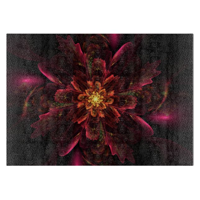 Rote glühende Blume Schneidebrett (Vorderseite)
