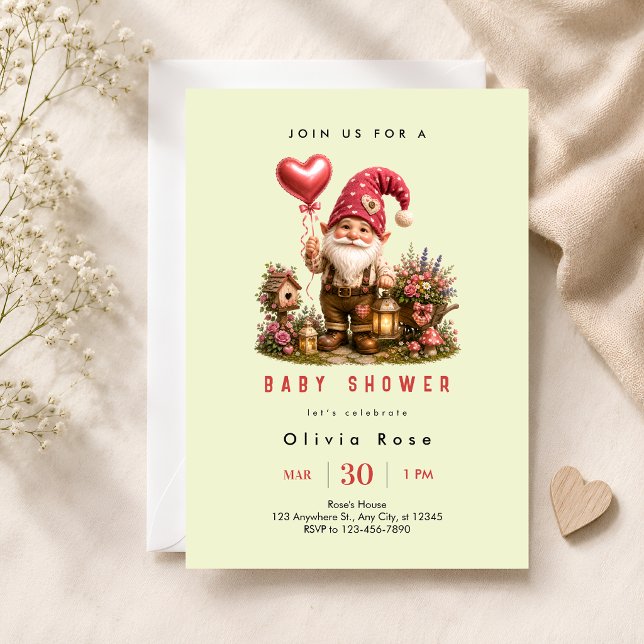 Rote Gnom-Baby-Party Einladung (Von Creator hochgeladen)