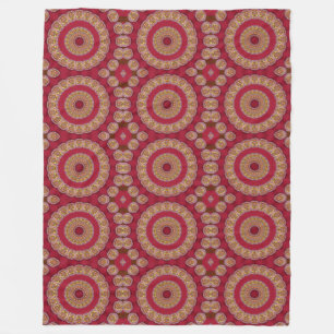 Rote Gold Gelbe Rosetten Mandala Fleecedecke