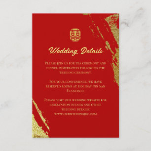 Rote Gold-Kalligrafie-Pinselstrich chinesische Hoc Begleitkarte