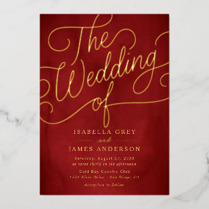 Rote Gold Kalligrafie Schrift Hochzeit Folieneinladung