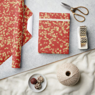 Rote Gold Konfetti Brautparty Geschenkpapier
