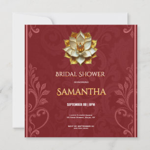 Rote Gold Lotus-Bridal-Shower-Einladung Luxus Feiertagskarte