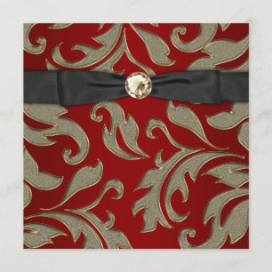 Rote Gold-Schwarze Abendgarderobe Schwarze Party-E Einladung