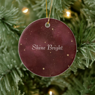 Rote Gold Sterne Weihnachten Keramik Ornament