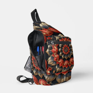 Rote Goldene 3D-Mandala-Umhängetasche Crossbody Bag