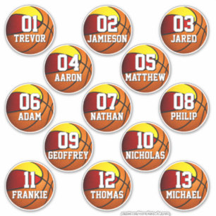 rote goldene Basketball-Teamfarben 13 Flaschenetik Aufkleber