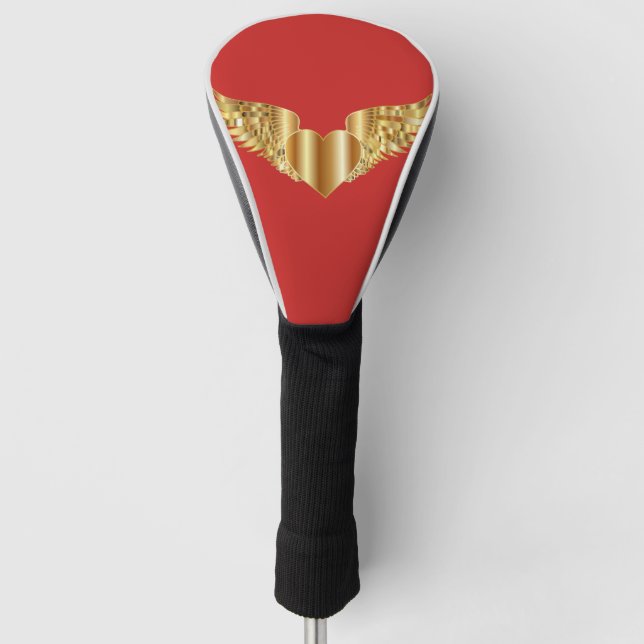 Rote, goldene Flügel Golf Headcover (Vorderseite)