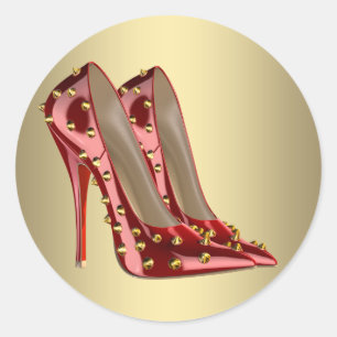 Rote goldene High Heel Schuh Aufkleber