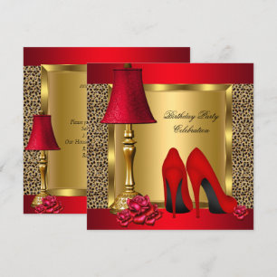 Rote Goldene High Heels Rosen Wilde Geburtstagspar Einladung