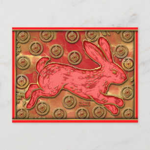 Rote Goldene Laternen Hase 2023 Chinesisches Neuja Feiertagspostkarte