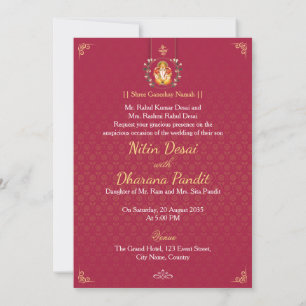 Rote Goldene Mandala Hindu-Hochzeitseinladung Einladung