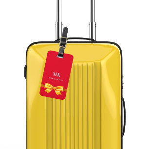 Rote goldene Monogramm-Initialen Gepäckanhänger