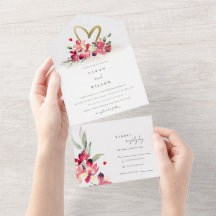 Rote goldene Orchideenhochzeit