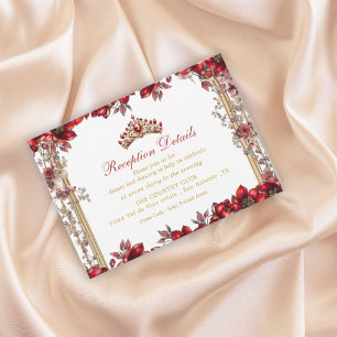 Rote goldene Tiara Floral Quinceañera Begleitkarte