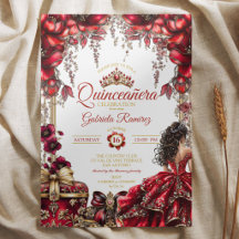 Rote goldene Tiara Floral Quinceañera