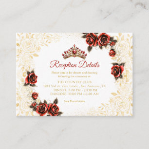 Rote goldene Tiara Rosen Quinceañera Begleitkarte