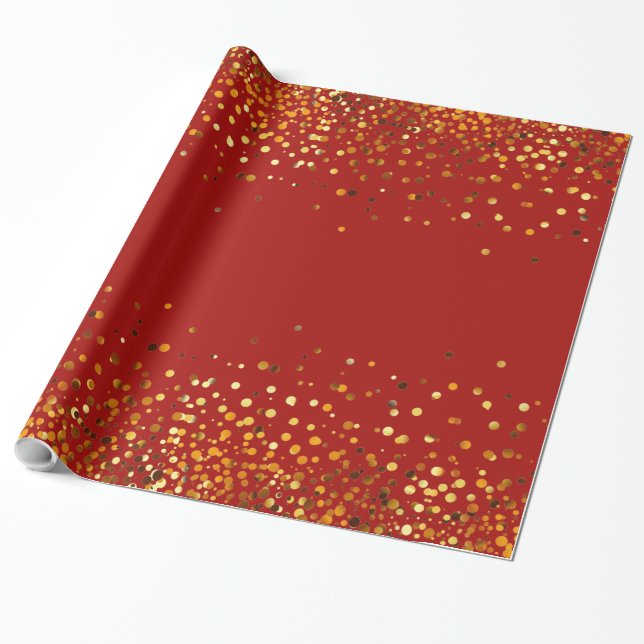Rote GoldGlitzerconfetti-Imitat-Folie Geschenkpapier (Ungerollt)