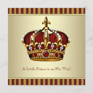 Rote Goldkrone Kleiner Prinz Junge Baby Shower Einladung