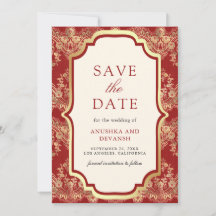 Rote Goldspitze Indische Hochzeit