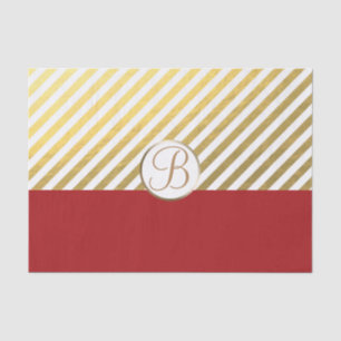 Rote Goldstreifen Feiertags-Monogramm Buchstabe In Seidenpapier