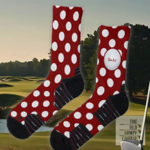 Rote Golf Socken, Motif Golf Balls. Und Ihr Name