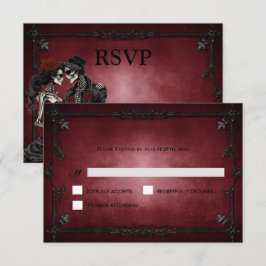 Rote Gothic-Halloween-Alternative-Hochzeits-Antwor RSVP Karte