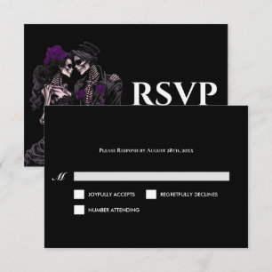 Rote Gothic-Halloween-Alternative-Hochzeits-Antwor RSVP Karte