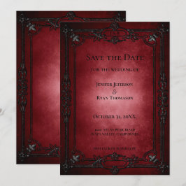 Rote Gothic-Hochzeit Halloween Save-the-Date-Karte Ankündigung